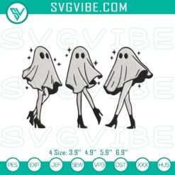 Spooky and cute Ghosts Girl Halloween embroidery design featuring a ghost character pattern perfect for Halloween decorations.
