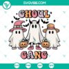 Cute ghost gang SVG set for Halloween with retro funny design. Perfect for spooky crafts and decorations.