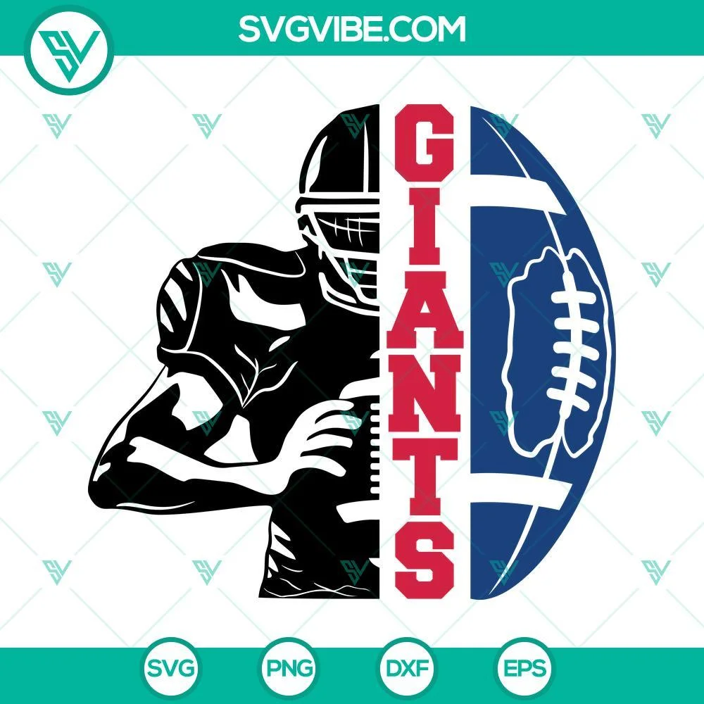 Football, Sports, SVG Files, Giants Football Half Player SVG Images, New York 1