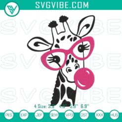 Animals Embroidery Designs, Embroidery Designs, Giraffe Bubble Gum Embroidery 2