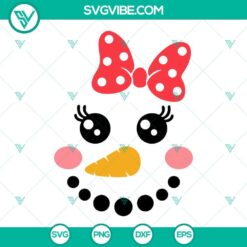Girl Snowman Face SVG Images, Cute Snowman Girl With Bow SVG Files PNG DXF EPS