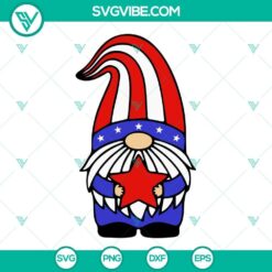 USA gnome with red star SVG for 4th of July celebration, perfect for Independence Day crafts and projects.