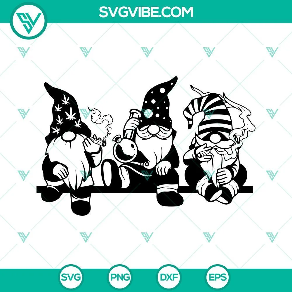 Cannabis, SVG Files, Gnomes Smoking Weed SVG File, Cannabis Blunt SVG Images, 1