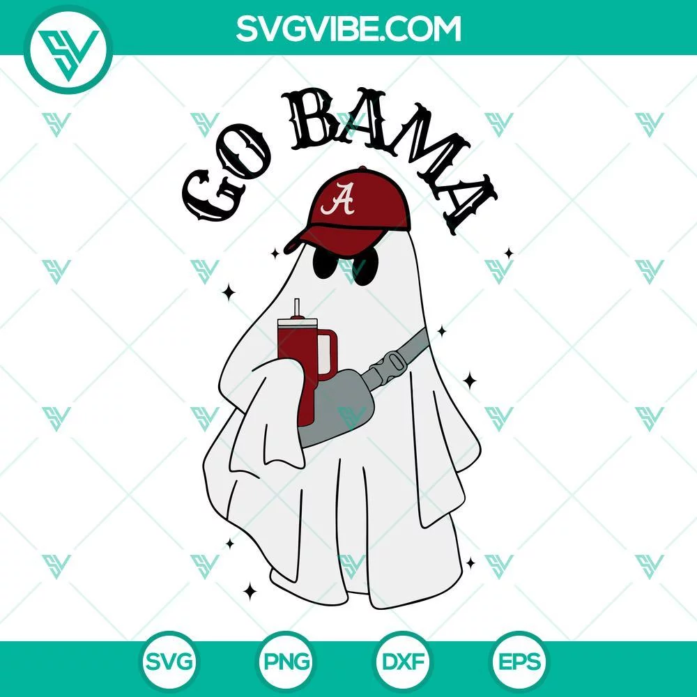 Halloween, Sports, SVG Files, Go Bama Football Boo jee Ghost SVG Files, Alabama 1