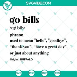 Buffalo Bills themed SVG files for New York football fans to download, featuring "Go Bills" design. Ideal for crafting projects.