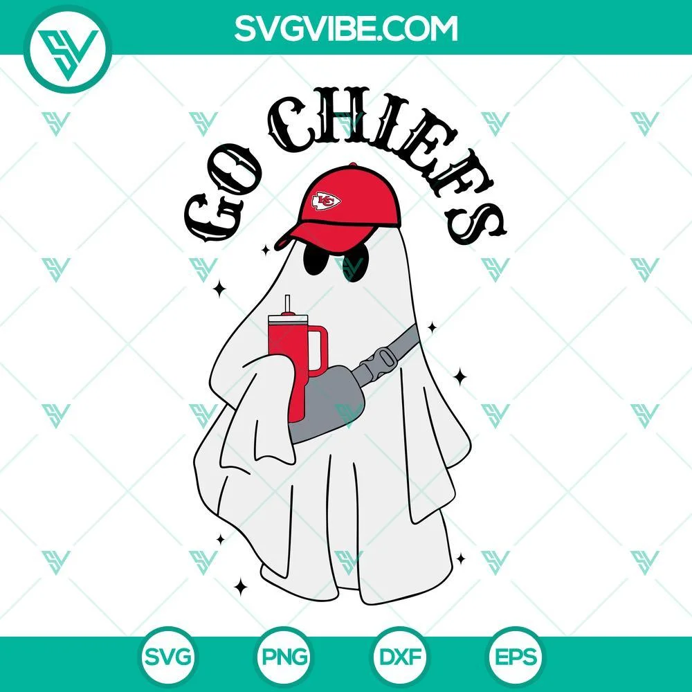 Halloween, Sports, SVG Files, Go Chiefs Football Boojee Ghost SVG Files, Kansas 1