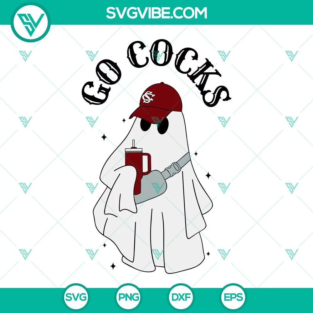 Halloween, Sports, SVG Files, Go Cocks Football Boojee Ghost SVG Images, South 1