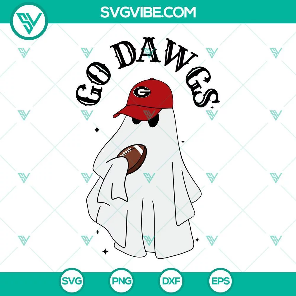 Halloween, Sports, SVG Files, Go Dawgs Boojee Ghost SVG Files, Georgia Bulldogs 1