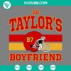Taylor's Boyfriend SVG featuring Taylor Swift and Travis Kelce, great for Kansas City football fans. High-quality download for digital use.