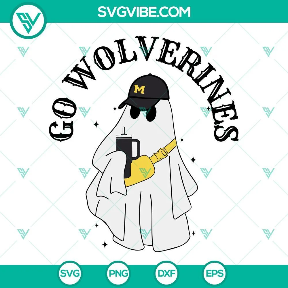 Halloween, Sports, SVG Files, Go Wolverines Boojee Ghost SVG Images, Michigan 1