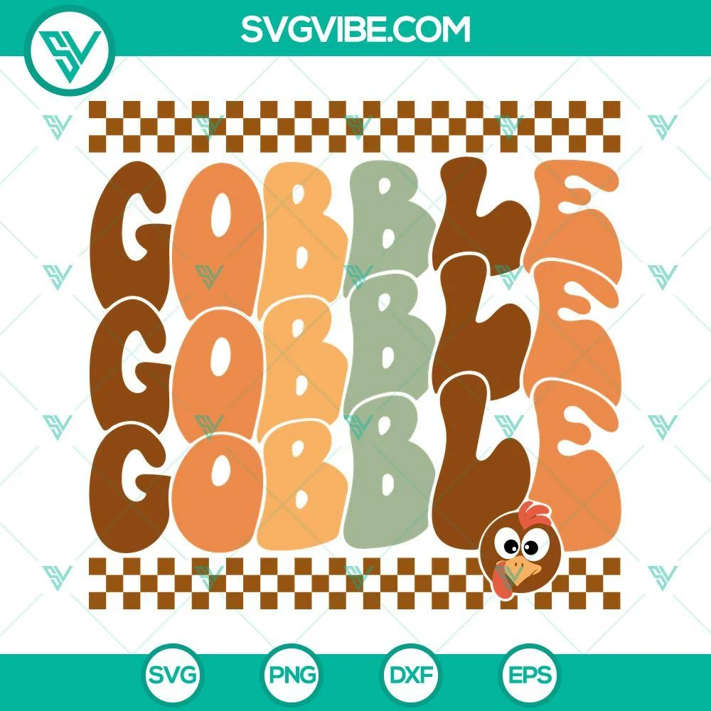 SVG Files, Thanks Giving, Gobble Gobble Gobble SVG Files, Turkey Face SVG 1