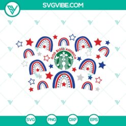 4th Of July, Starbucks Cup Wrap, SVG Files, God Bless America Rainbows Full 12