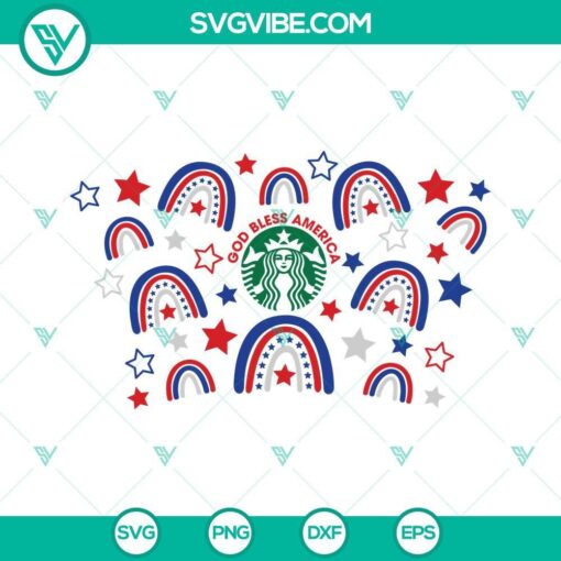 god bless america rainbows full wrap svg 4th of july starbucks cup svg 9 mockup