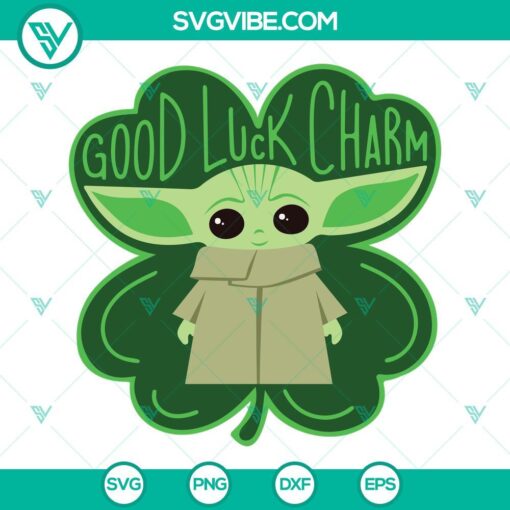 good luck charm svg lucky baby yoda svg shamrock svg star wars st patricks day svg png dxf eps 7 mockup