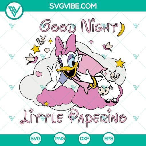 good night little papering daisy duck svg kid pajamas svg sleeping svg png dxf pes files 6 mockup