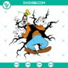 Goofy cracked wall SVG download featuring Disney dog cartoon character in PNG, DXF, EPS format for crafts and projects.