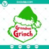 Grandma Grinch themed SVG images in PNG, DXF, and EPS file formats for cutting crafts.