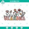 Grandma retro floral and wildflower SVG files for grandmother, vintage botanical design for crafts and projects.
