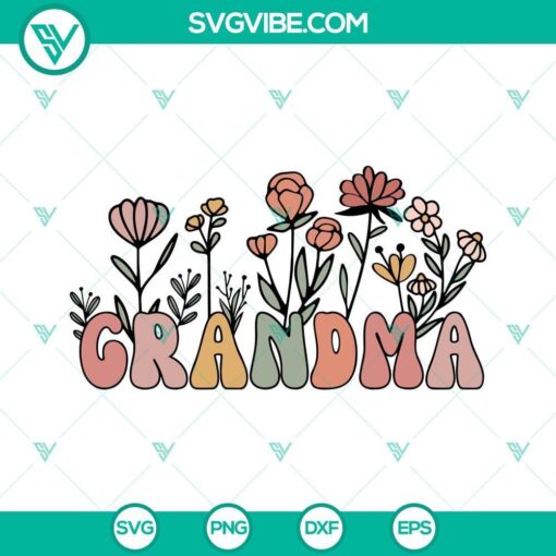 grandma retro floral svg grandma wildflower svg grandmother svg mothers day svg png dxf eps files 5 mockup