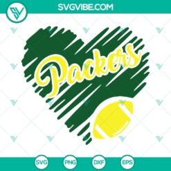 Green Bay Packers Heart SVG Download, Packers Football SVG File, NFL Team SVG Image