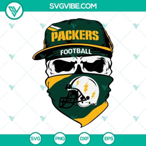 green bay packers skull svg packers football svg png dxf eps cut files 10 mockup