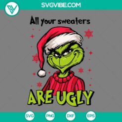 Christmas, SVG Files, Im A Real Grinch Before My Coffee SVG Images, Grinch Face 3