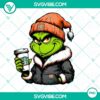 Grinch-themed Anaheim Ducks drink Starbucks crossover design in PNG format for fans, featuring iconic green character holding coffee.