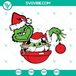 Christmas, Movies, SVG Files, Grinch And Baby Yoda Santa Hat Christmas SVG 2