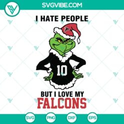 Grinch Atlanta Falcons SVG Images, I Hate People But I Love My Falcons Football SVG File PNG DXF EPS Cut Files