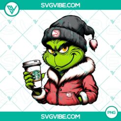 Grinch Atlanta Hawks themed Starbucks drink PNG download, featuring festive design with team colors and iconic character.