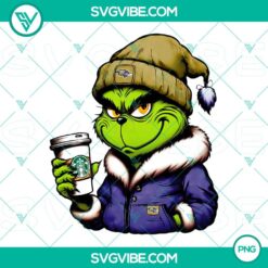 Grinch Baltimore Ravens themed drink cup from Starbucks, downloadable PNG file. Perfect for Ravens fans and holiday season.