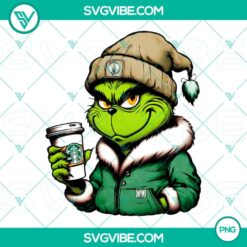 Grinch Boston Celtics-themed Starbucks drink PNG files for Christmas, perfect for sports fans and holiday enthusiasts.