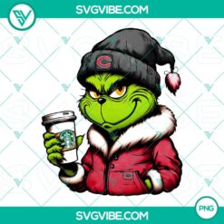 Grinch themed Cincinnati Reds drink Starbucks PNG files with festive design.