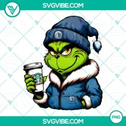 Grinch Dallas Mavericks themed Starbucks drink cup, in PNG format for digital use, with holiday design elements.