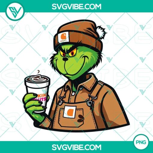 grinch dunkin donuts png carhartt grinch drinking coffee png mockup