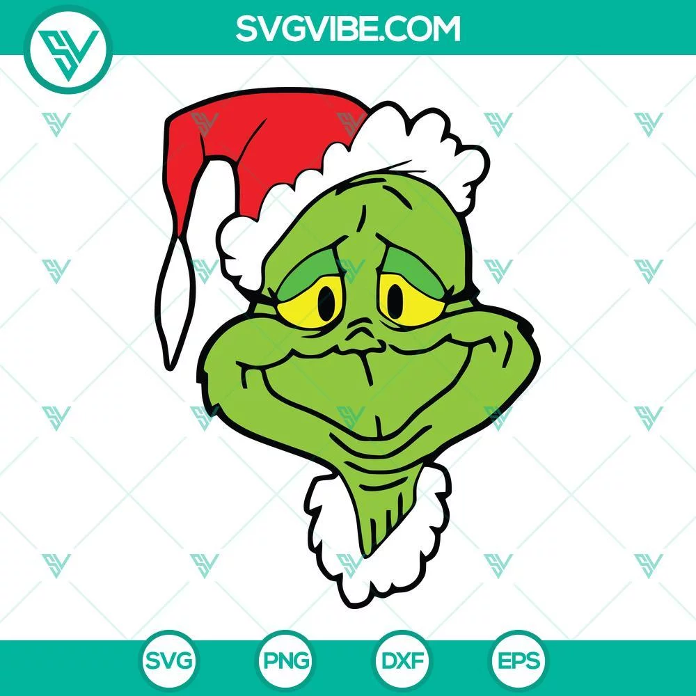 Christmas, SVG Files, Grinch Face Santa Hat SVG Images PNG DXF EPS Vector 1