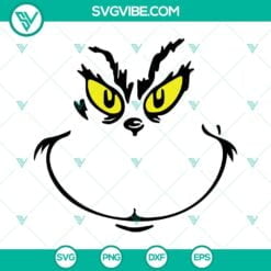 Movies, SVG Files, Grinch Face SVG Image, Grinch Clipart Cricut, Grinch Face 1