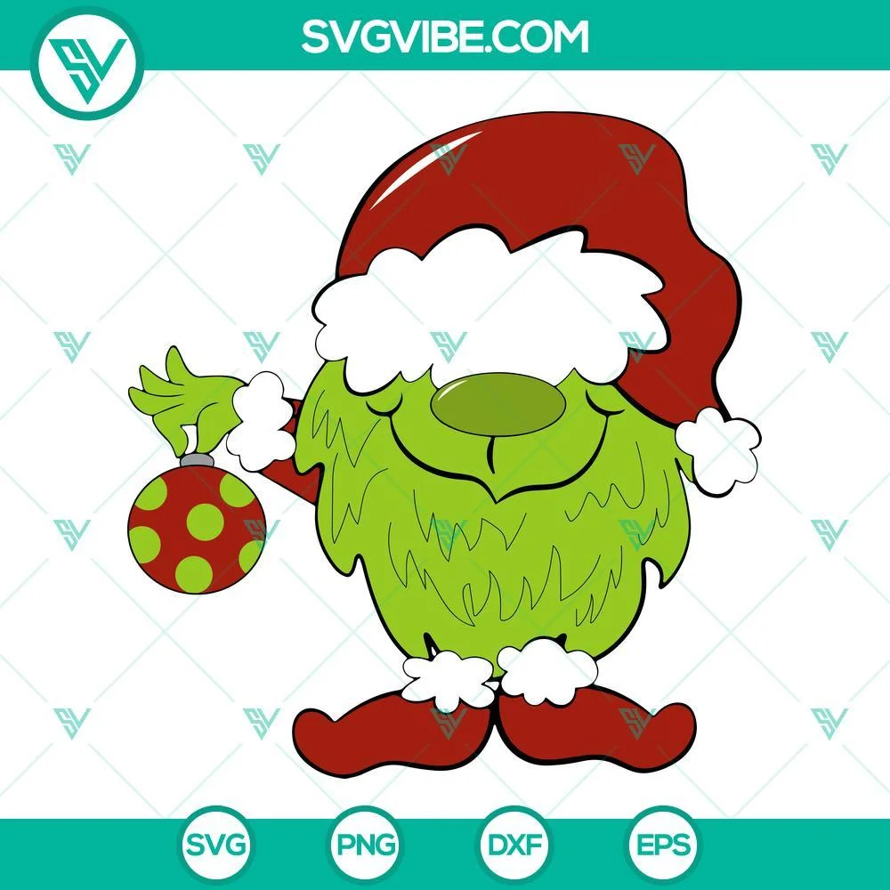 Christmas, SVG Files, Grinch Gnome SVG Image, Christmas Gnome SVG Files PNG DXF 1