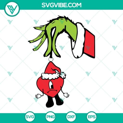 grinch hand bad bunny christmas svg bad bunny santa hat christmas svg un navidad sin ti svg cut file 3 mockup