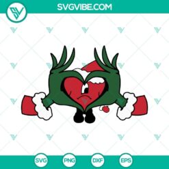 Grinch Hand Bad Bunny Heart Christmas SVG File, Bad Bunny SVG Files, Grinch