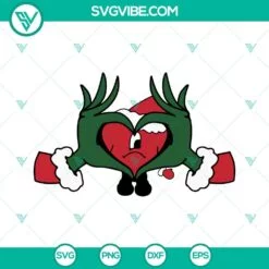 Christmas, Musics, SVG Files, Grinch Hand Bad Bunny Heart Christmas SVG File, 2