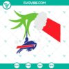 Green Grinch hand holding Buffalo Bills football themed Christmas SVG design, perfect for Bills fans.
