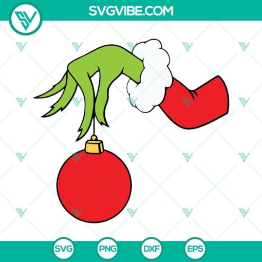 grinch hand holding ornament christmas svg png eps dxf cut files 7 mockup