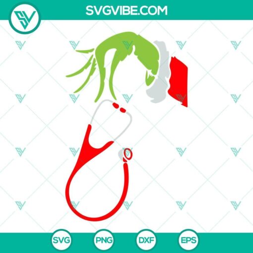 grinch hand holding stethoscope svg grinch nurse christmas svg png dxf eps vector clipart 4 mockup