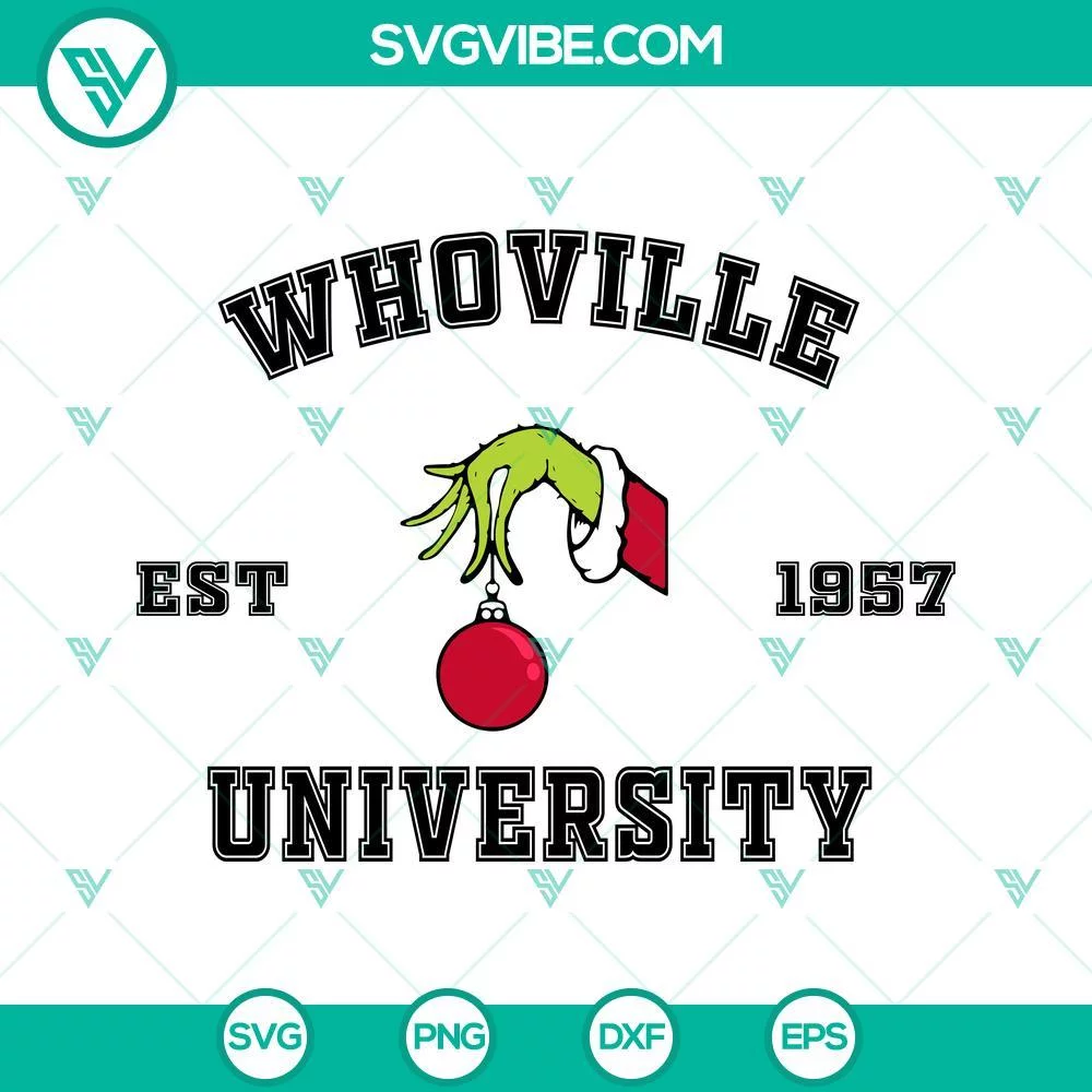 Christmas, SVG Files, Grinch Hand Whoville University SVG Images PNG DXF EPS 1