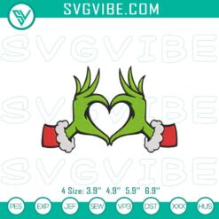 Christmas Embroidery Designs, Embroidery Designs, Grinch Heart Hands Christmas 2