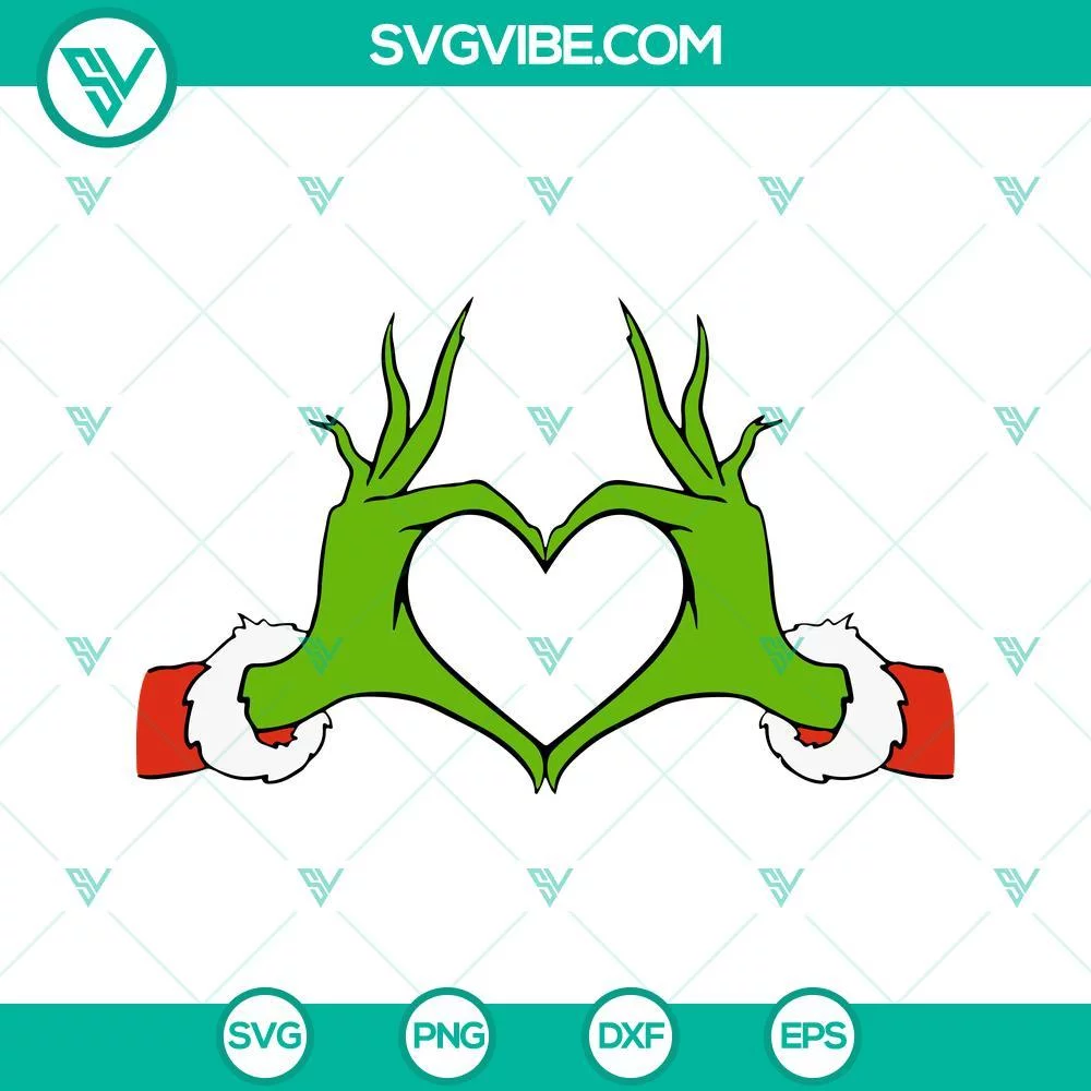 Christmas, SVG Files, Grinch Heart Hands SVG File, Grinch Hand SVG Download 1