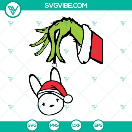 grinch holding bad bunny logo christmas svg grinch bad bunny christmas svg png eps dxf cut files 4 mockup