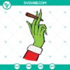Grinch cartoon hand holding a marijuana joint, SVG file download for digital projects.