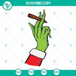 Grinch cartoon hand holding a marijuana joint, SVG file download for digital projects.